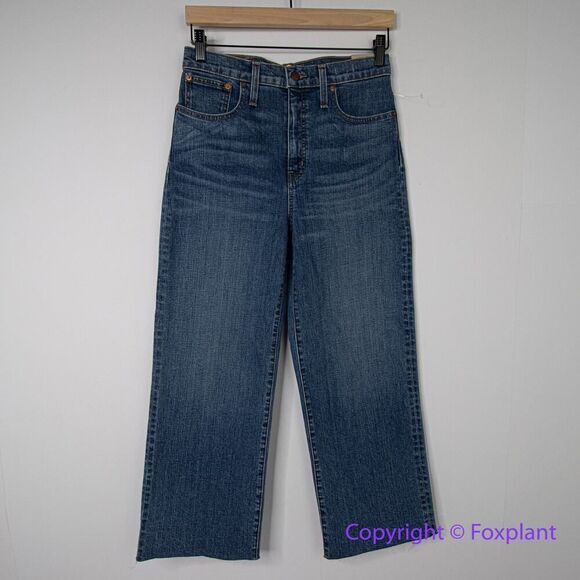 New! Madewelll Slim Wide-Leg Jeans in Crownridge Wash: Raw-Hem Edition, size 27 - Picture 3 of 16